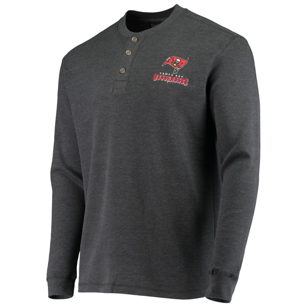 Tampa Bay Buccaneers Dunbrooke Logo Maverick Thermal Henley Long Sleeve T-Shirt Charcoal | NFL