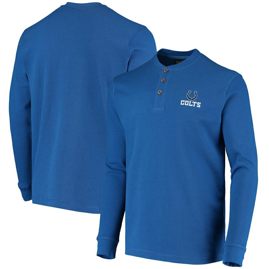 Indianapolis Colts Dunbrooke Logo Maverick Thermal Henley Long Sleeve T-Shirt Royal | NFL