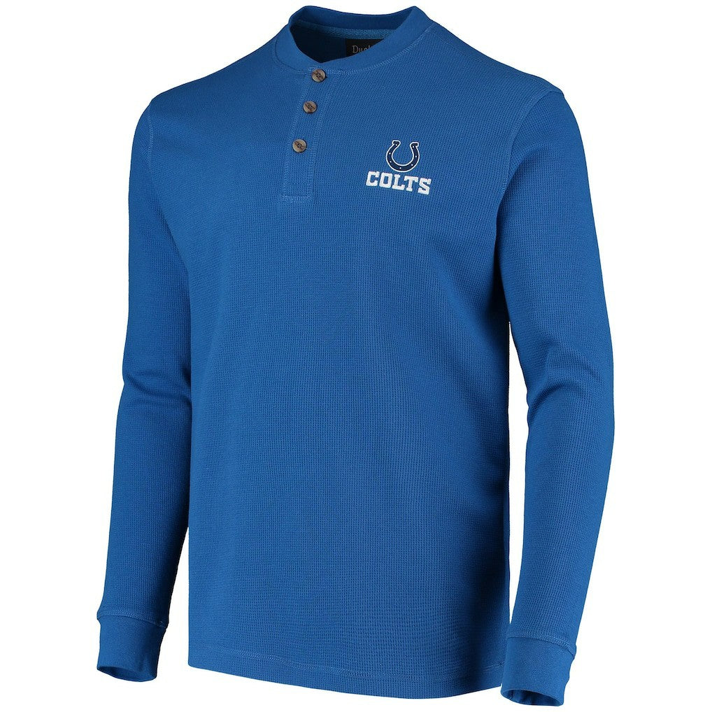 Indianapolis Colts Dunbrooke Logo Maverick Thermal Henley Long Sleeve T-Shirt Royal | NFL