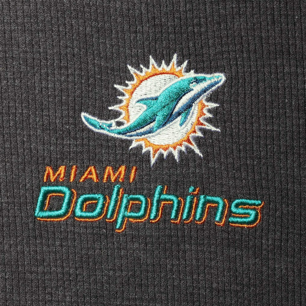 Miami Dolphins Dunbrooke Logo Maverick Thermal Henley Long Sleeve T-Shirt Charcoal | NFL
