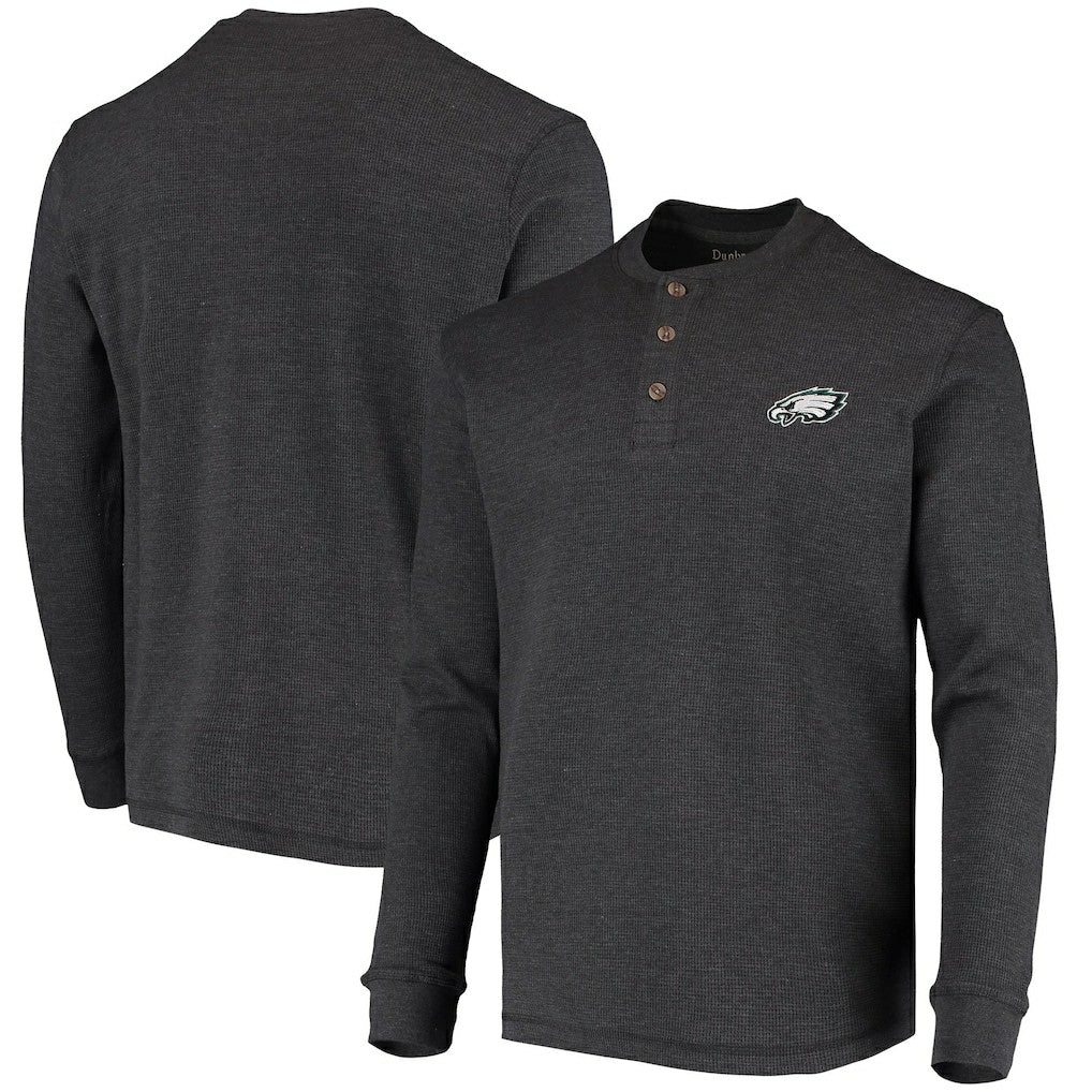 Philadelphia Eagles Dunbrooke Logo Maverick Thermal Henley Long Sleeve T-Shirt Charcoal | NFL