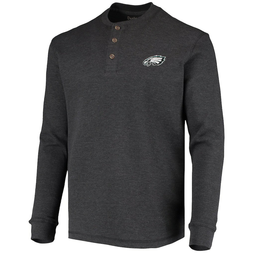 Philadelphia Eagles Dunbrooke Logo Maverick Thermal Henley Long Sleeve T-Shirt Charcoal | NFL