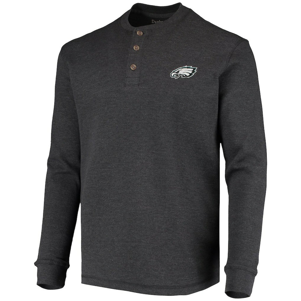Philadelphia Eagles Dunbrooke Logo Maverick Thermal Henley Long Sleeve T-Shirt Charcoal | NFL