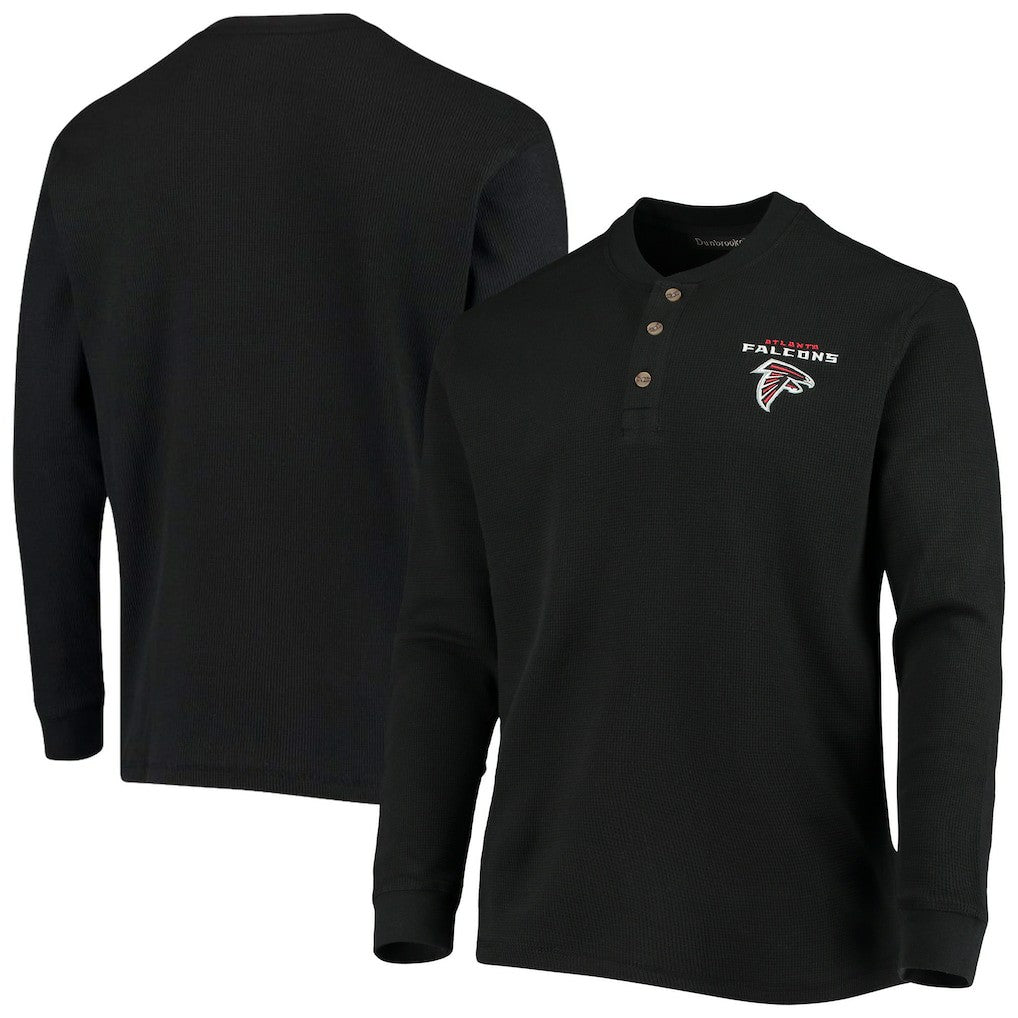 Atlanta Falcons Dunbrooke Logo Maverick Thermal Henley Long Sleeve T-Shirt Black | NFL
