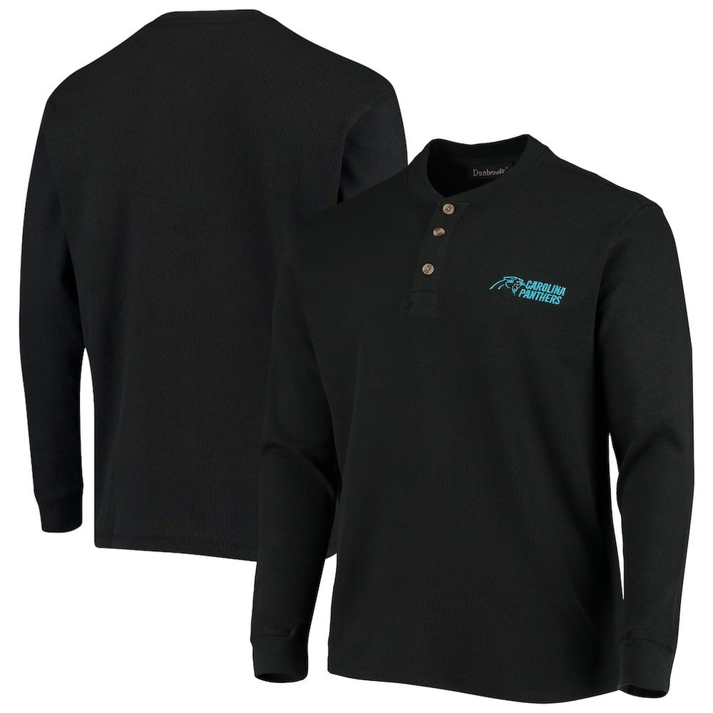 Carolina Panthers Dunbrooke Logo Maverick Thermal Henley Long Sleeve T-Shirt Black | NFL
