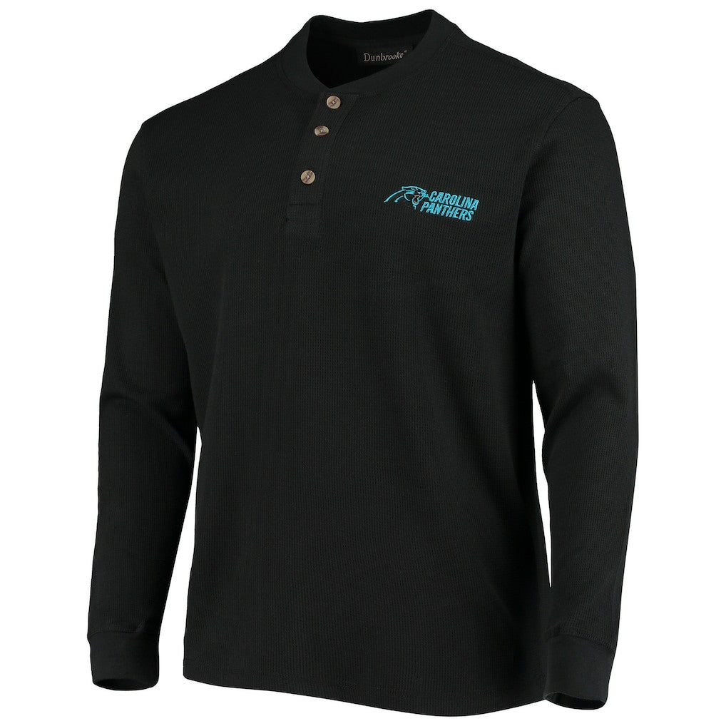 Carolina Panthers Dunbrooke Logo Maverick Thermal Henley Long Sleeve T-Shirt Black | NFL