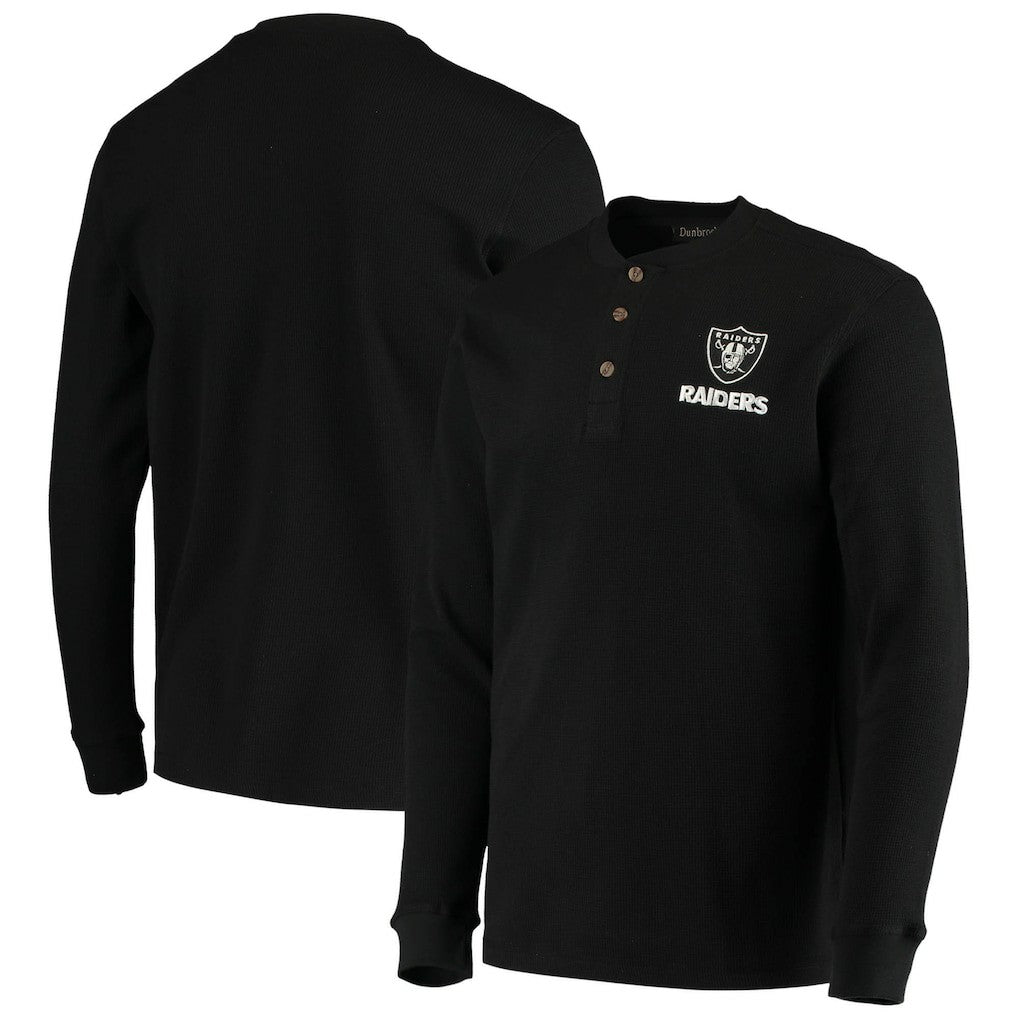 Las Vegas Raiders Dunbrooke Logo Maverick Thermal Henley Long Sleeve T-Shirt Black | NFL