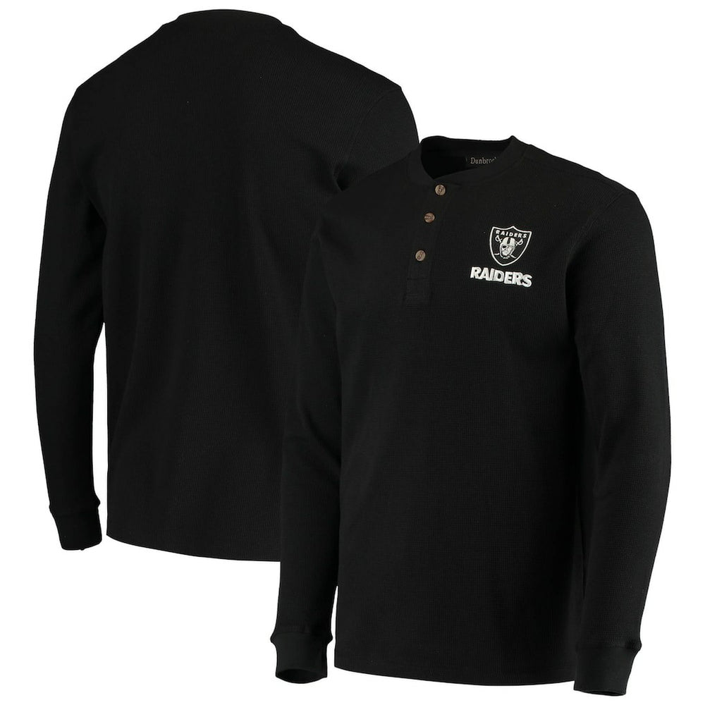 Las Vegas Raiders Dunbrooke Logo Maverick Thermal Henley Long Sleeve T-Shirt Black | NFL