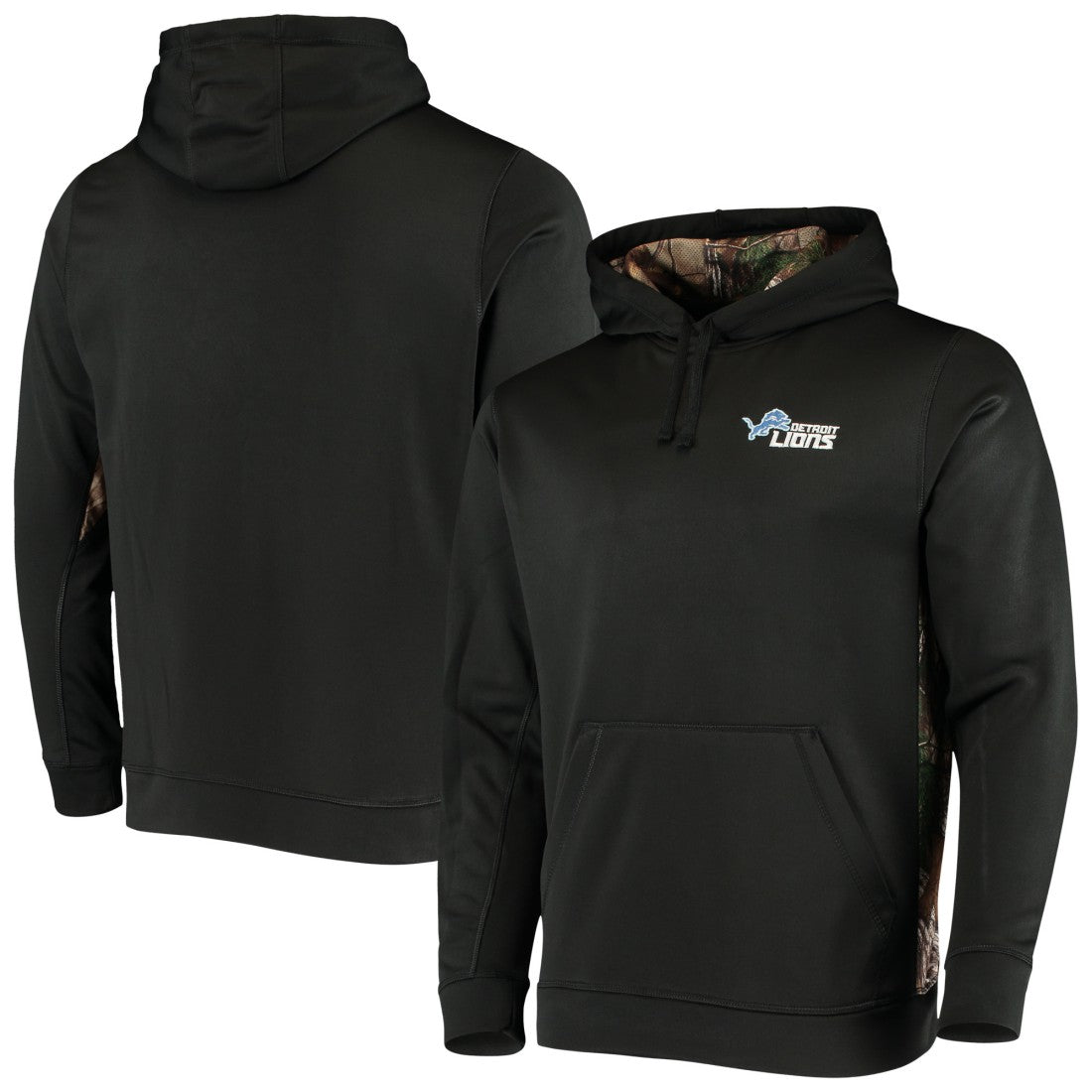 Detroit Lions Dunbrooke Logo Ranger Pullover Hoodie Black/Realtree Camo | NFL