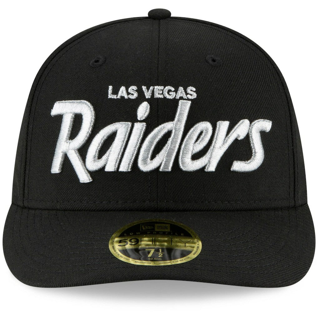 Las Vegas Raiders New Era Omaha Script Low Profile 59FIFTY Fitted Hat Black | NFL