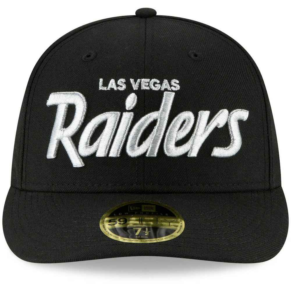 Las Vegas Raiders New Era Omaha Script Low Profile 59FIFTY Fitted Hat Black | NFL