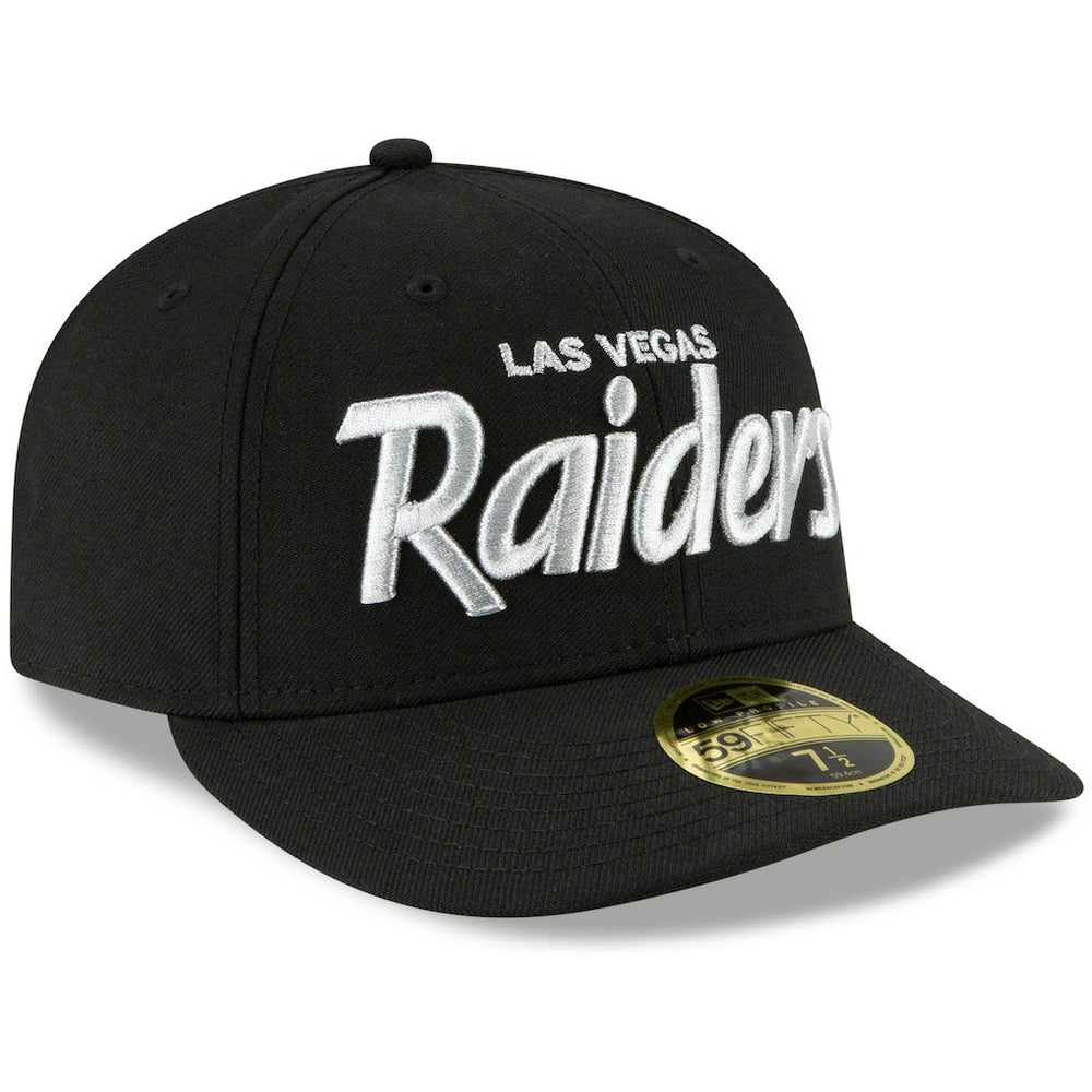 Las Vegas Raiders New Era Omaha Script Low Profile 59FIFTY Fitted Hat Black | NFL