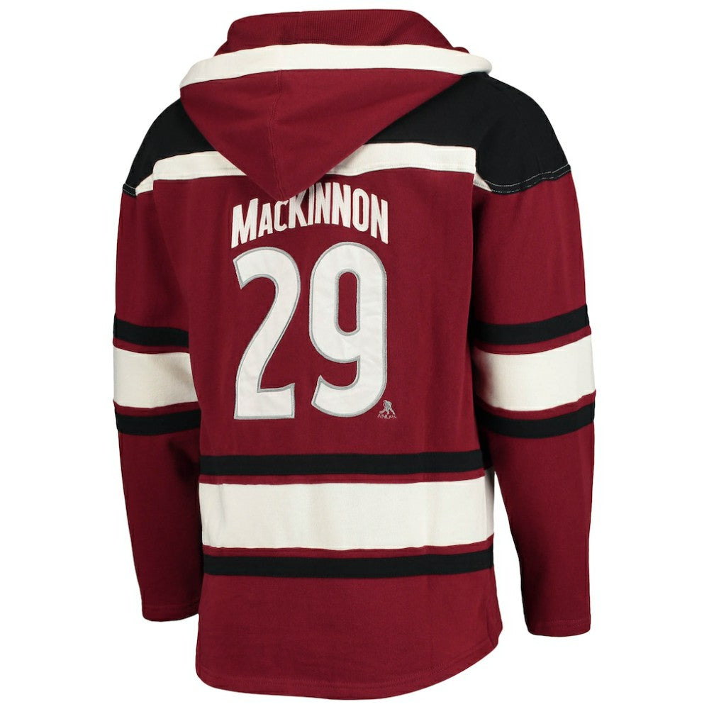 Nathan MacKinnon Colorado Avalanche '47 Player Name & Number Lacer Pullover Hoodie - Burgundy - NHL