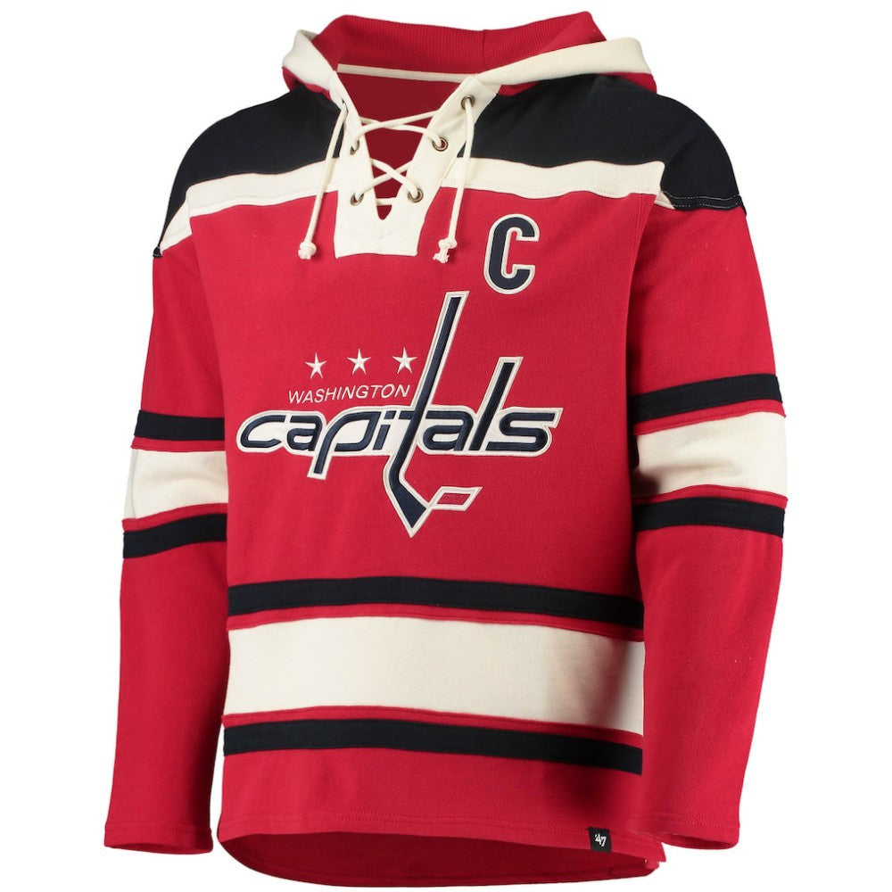 Alexander Ovechkin Washington Capitals '47 Player Name & Number Lacer Pullover Hoodie - Red - NHL