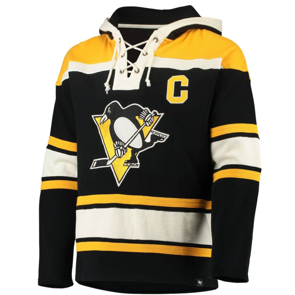 Sidney Crosby Pittsburgh Penguins '47 Player Name & Number Lacer Pullover Hoodie - Black - NHL
