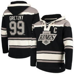 Wayne Gretzky Los Angeles Kings '47 Retired Player Name & Number Lacer Pullover Hoodie - Black - NHL