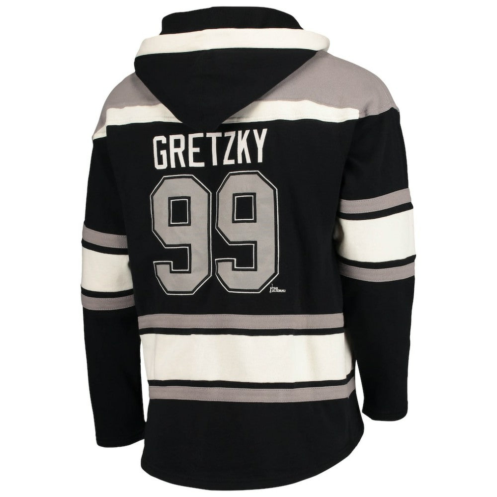 Wayne Gretzky Los Angeles Kings '47 Retired Player Name & Number Lacer Pullover Hoodie - Black - NHL
