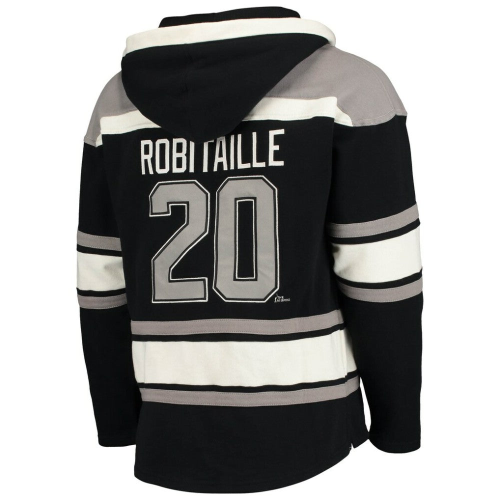Luc Robitaille Los Angeles Kings '47 Retired Player Name & Number Lacer Pullover Hoodie - Black - NHL