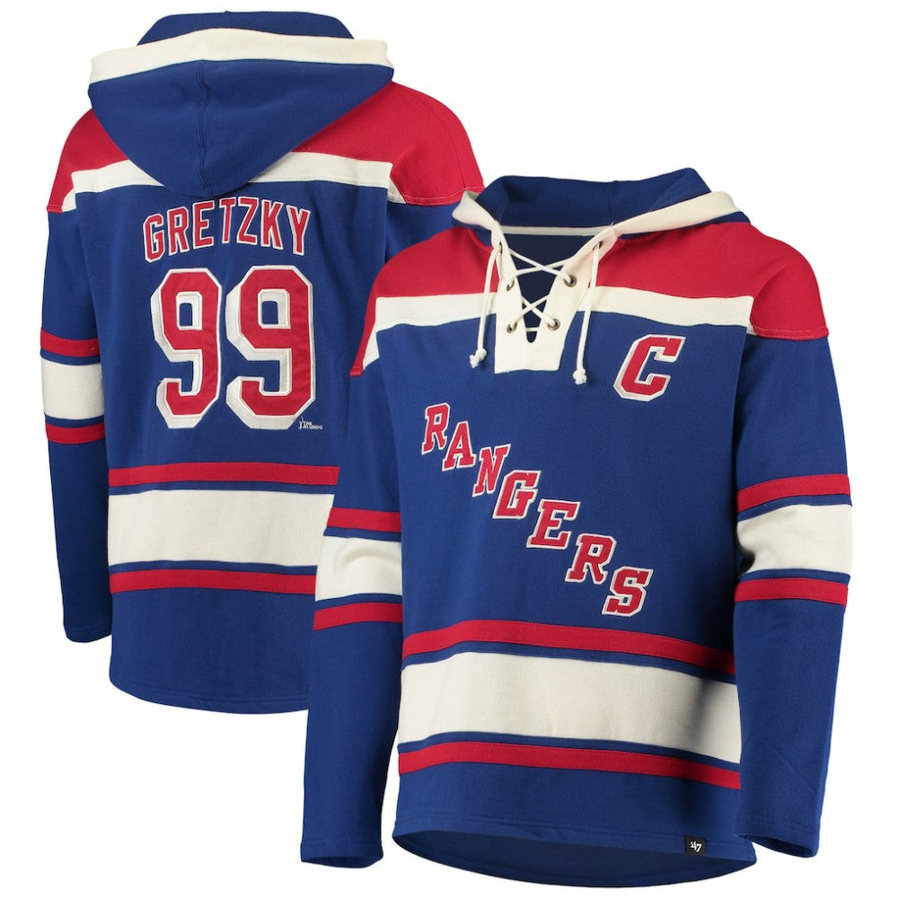 Wayne Gretzky New York Rangers '47 Retired Player Name & Number Lacer Pullover Hoodie - Blue - NHL