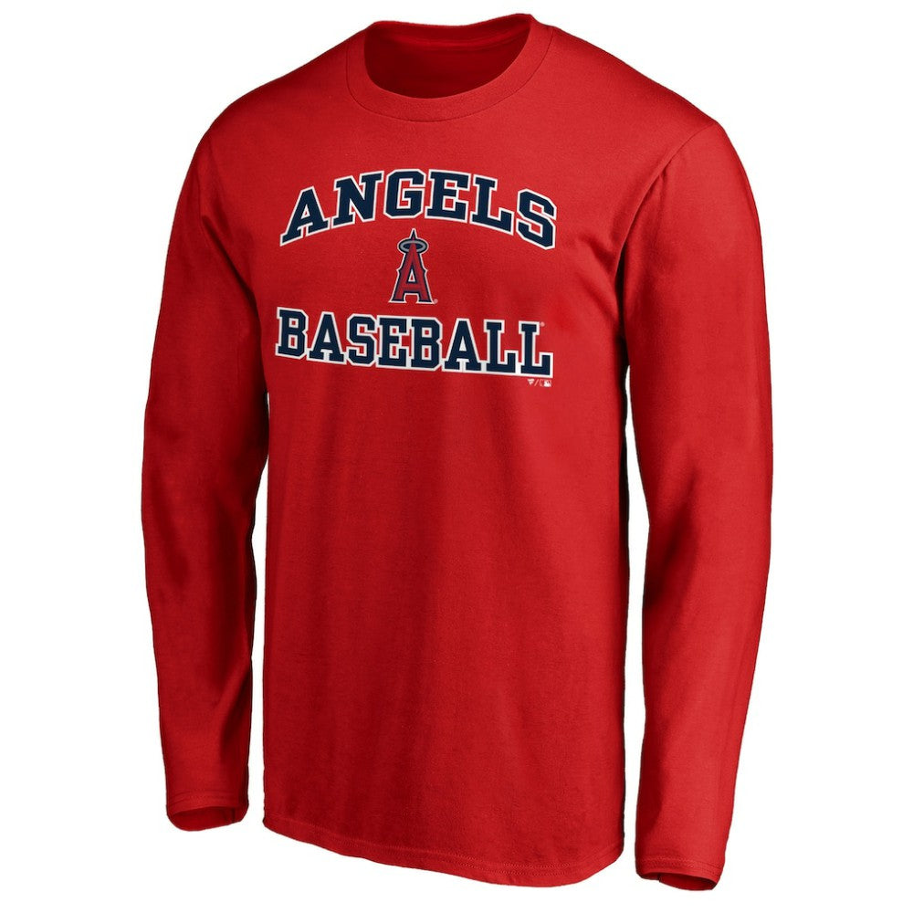 Men's Red Los Angeles Angels Team Heart & Soul Long Sleeve T-Shirt T-shirts - MLB