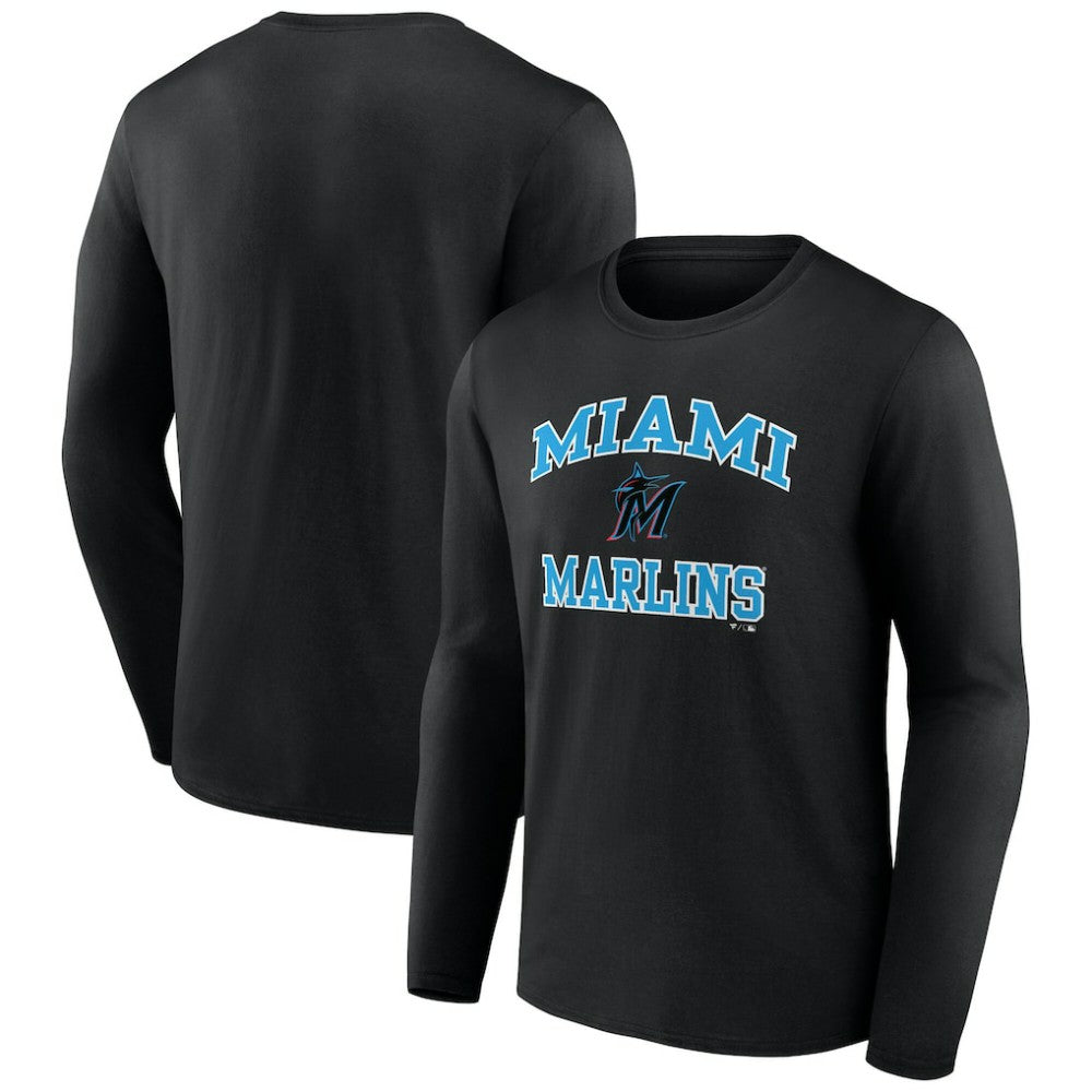 Men's Black Miami Marlins Team Heart & Soul Long Sleeve T-Shirt T-shirts - MLB