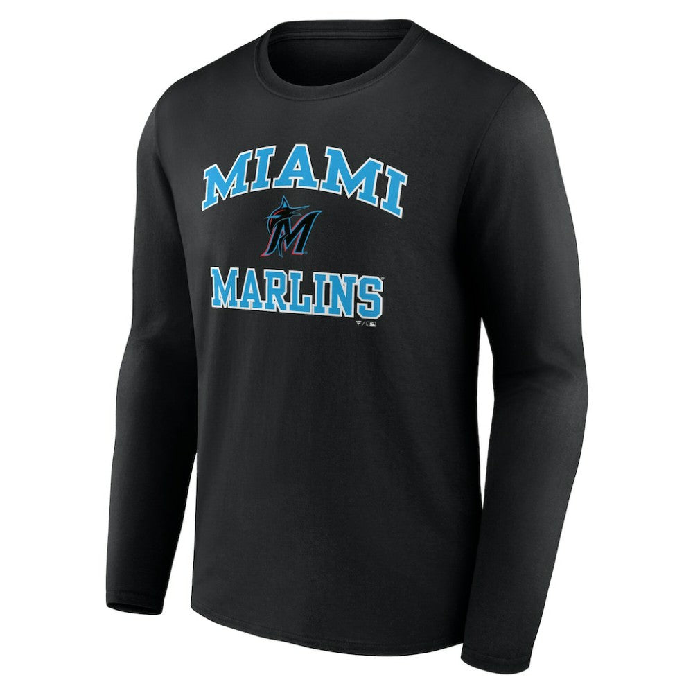Men's Black Miami Marlins Team Heart & Soul Long Sleeve T-Shirt T-shirts - MLB