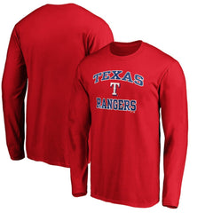 Men's Red Texas Rangers Team Heart & Soul Long Sleeve T-Shirt T-shirts - MLB