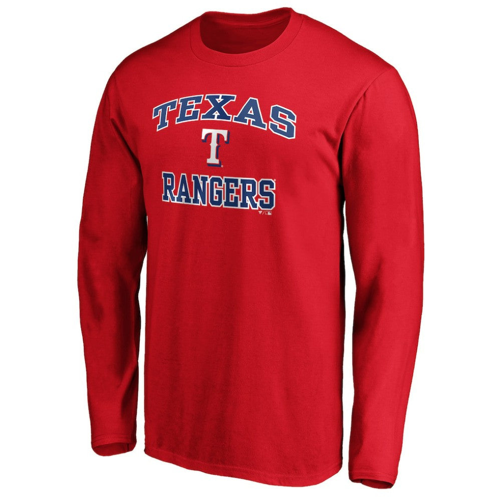 Men's Red Texas Rangers Team Heart & Soul Long Sleeve T-Shirt T-shirts - MLB