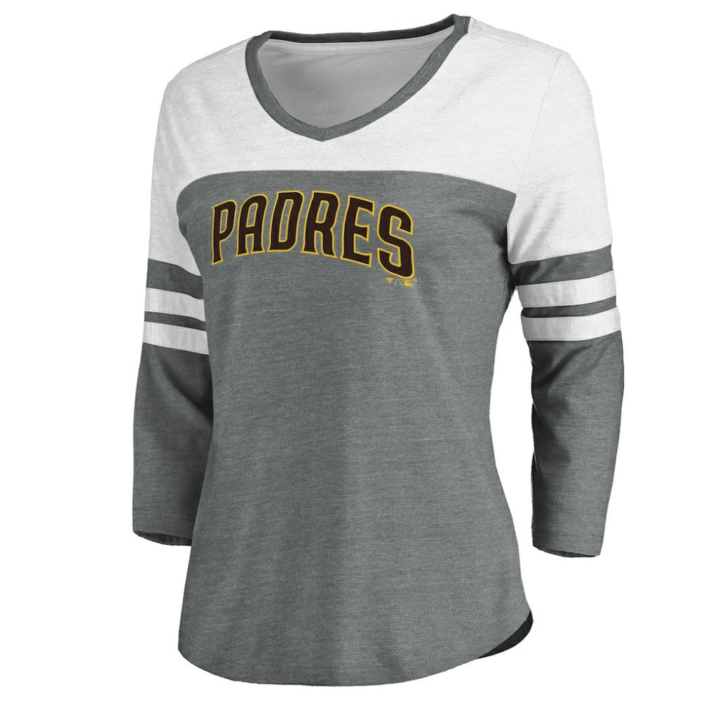 San Diego Padres Fanatics Women's Official Wordmark 3/4 Sleeve V-Neck T-Shirt - MLB