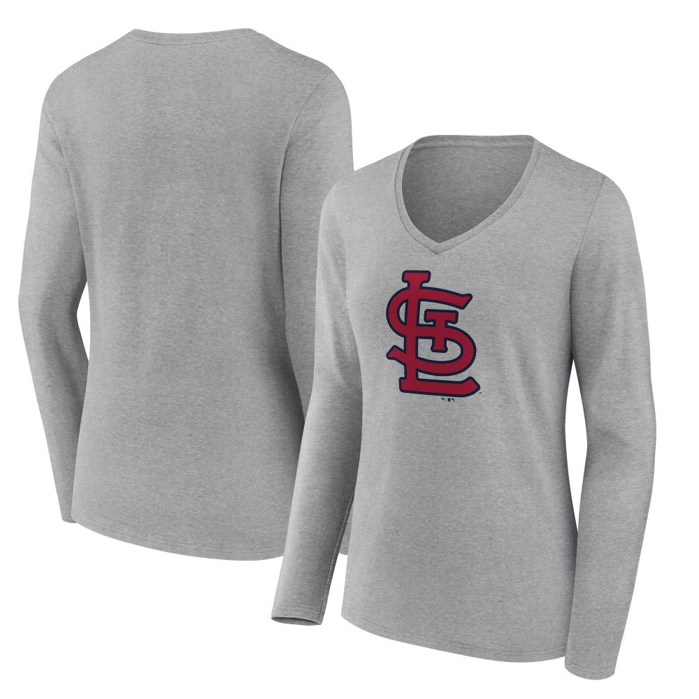 St. Louis Cardinals Women's Core Official Logo Long Sleeve V-Neck T-Shirt - MLB