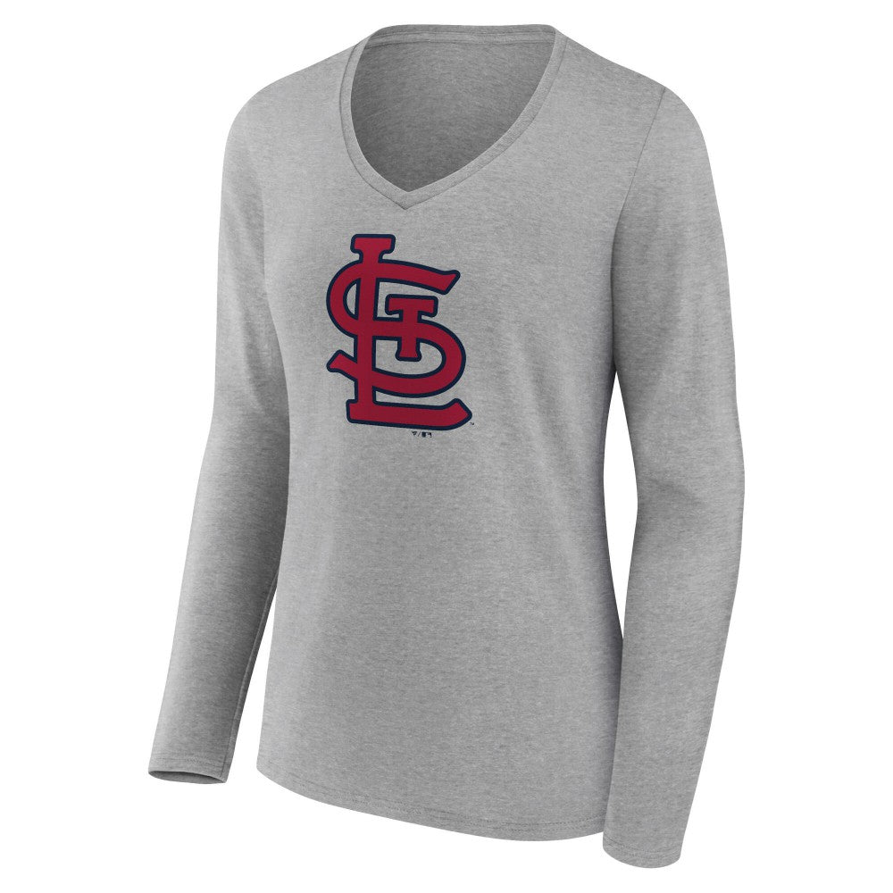 St. Louis Cardinals Women's Core Official Logo Long Sleeve V-Neck T-Shirt - MLB