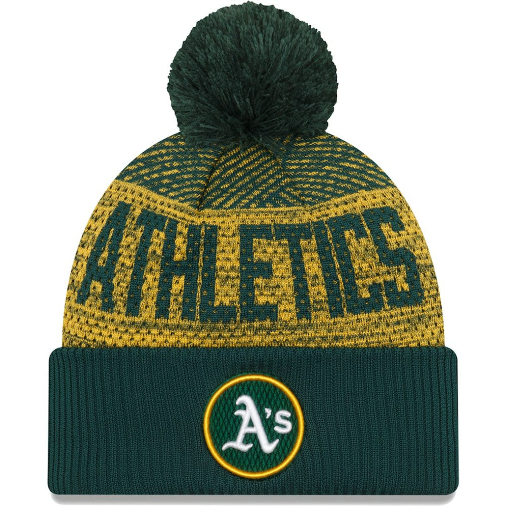 Athletics New Era Authentic Collection Sport Cuffed Knit Hat with Pom - MLB