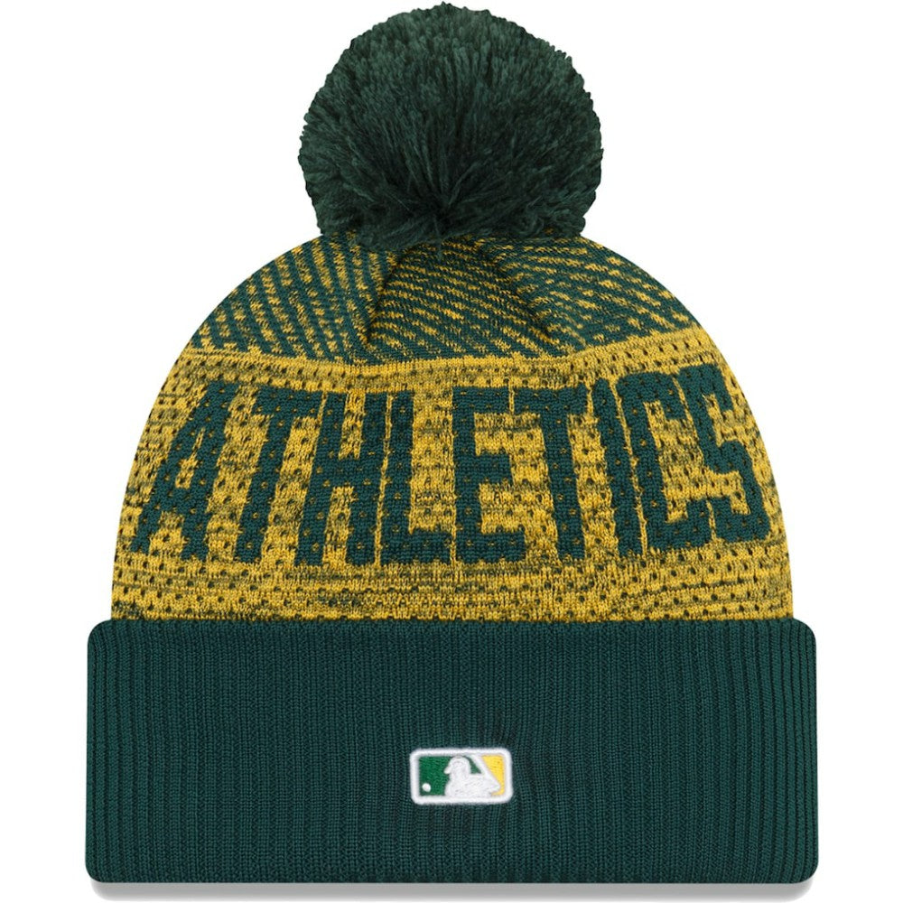 Athletics New Era Authentic Collection Sport Cuffed Knit Hat with Pom - MLB