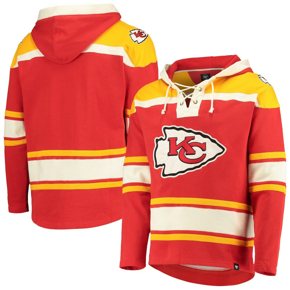 Kansas City Chiefs '47 Lacer V-Neck Pullover Hoodie Red/Gold | 47 brand