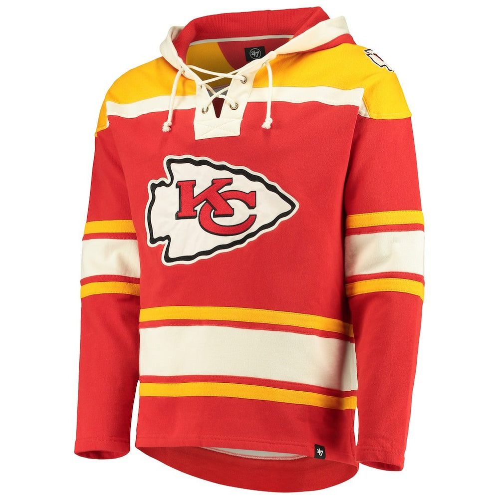 Kansas City Chiefs '47 Lacer V-Neck Pullover Hoodie Red/Gold | 47 brand