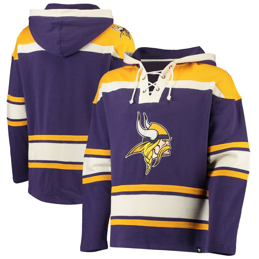 Minnesota Vikings '47 Lacer V-Neck Pullover Hoodie Purple/Gold | 47 brand