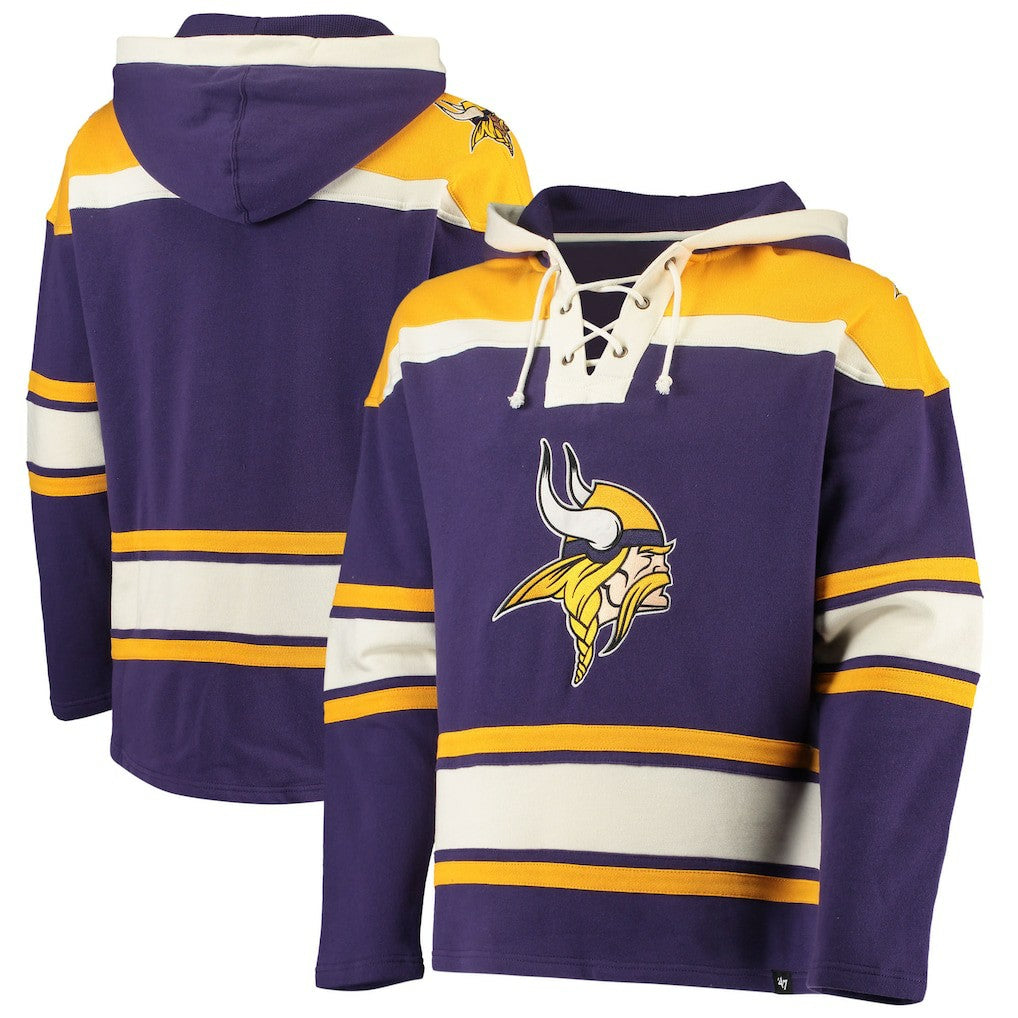 Minnesota Vikings '47 Lacer V-Neck Pullover Hoodie Purple/Gold | 47 brand