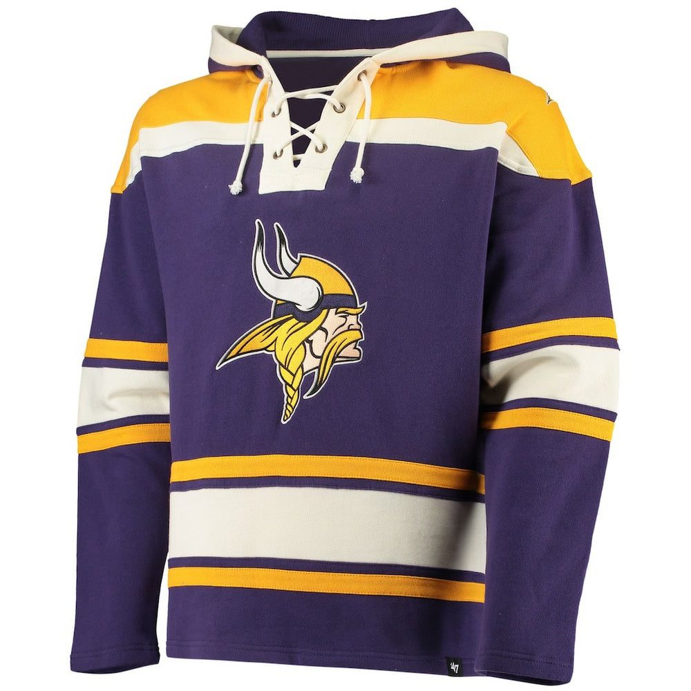 Minnesota Vikings '47 Lacer V-Neck Pullover Hoodie Purple/Gold | 47 brand