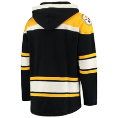Pittsburgh Steelers '47 Lacer V-Neck Pullover Hoodie Black/Gold | 47 brand