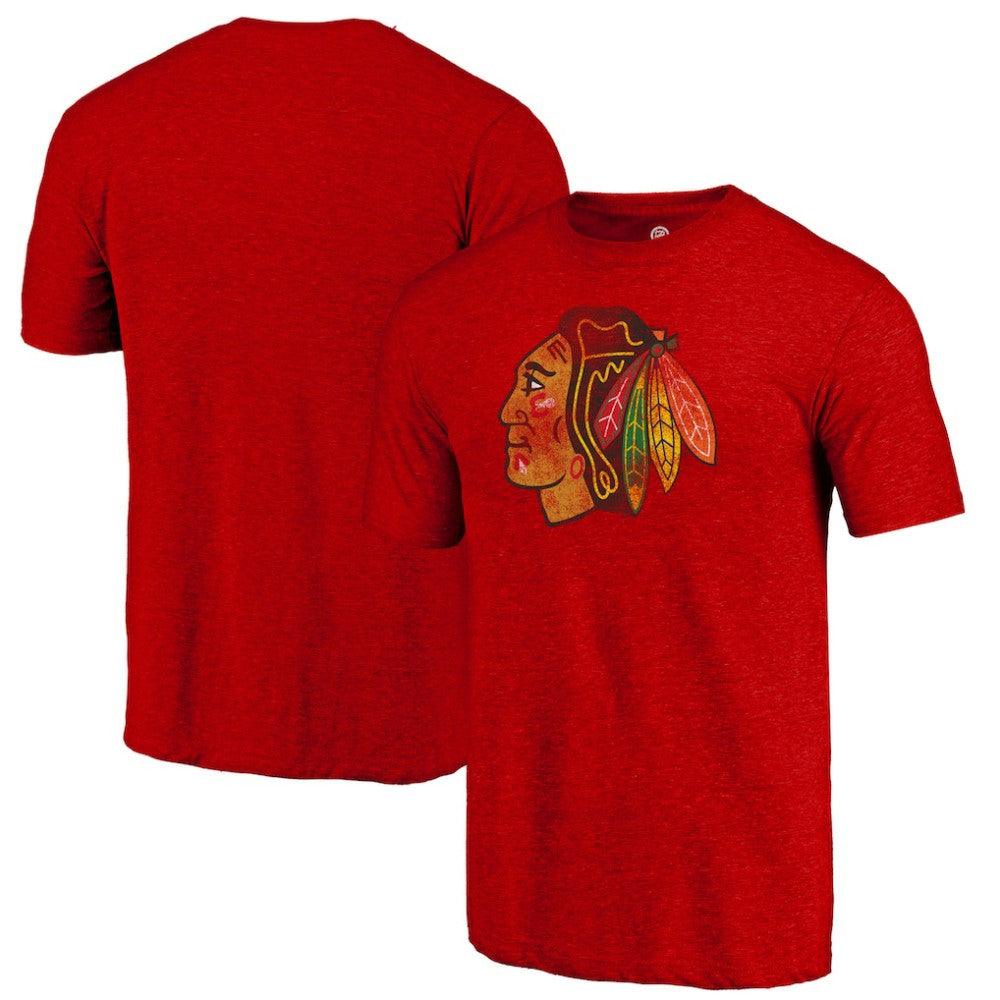 Chicago Blackhawks Distressed Tri-Blend T-Shirt - Red - NHL