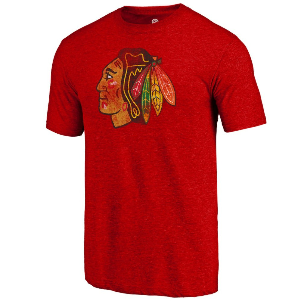 Chicago Blackhawks Distressed Tri-Blend T-Shirt - Red - NHL