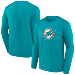 Miami Dolphins Primary Team Logo Long Sleeve T-Shirt Aqua | NFL