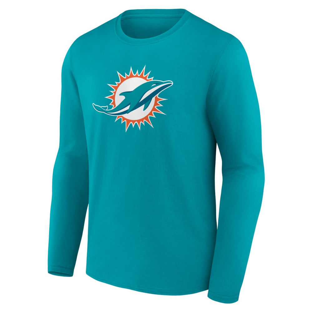 Miami Dolphins Primary Team Logo Long Sleeve T-Shirt Aqua | NFL