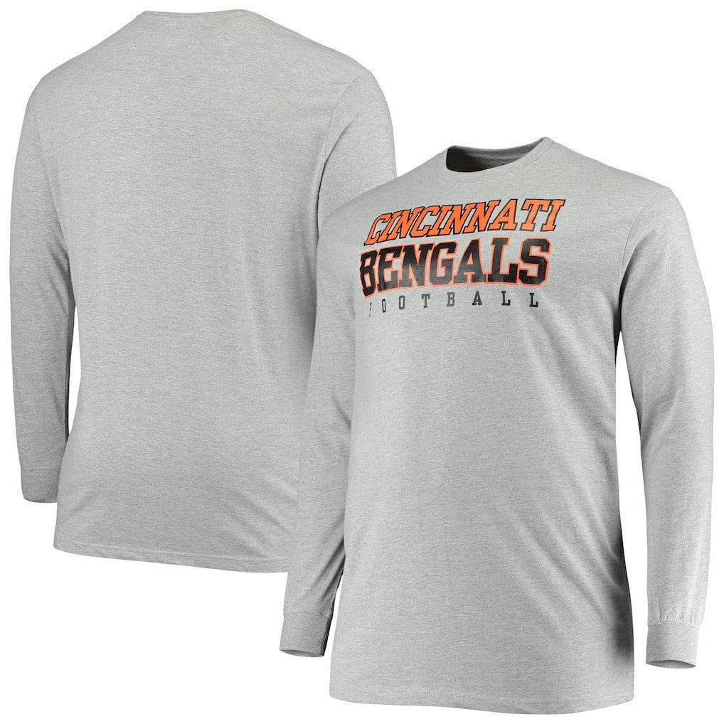 Cincinnati Bengals Big & Tall Practice Long Sleeve T-Shirt Heathered Gray | Fanatics