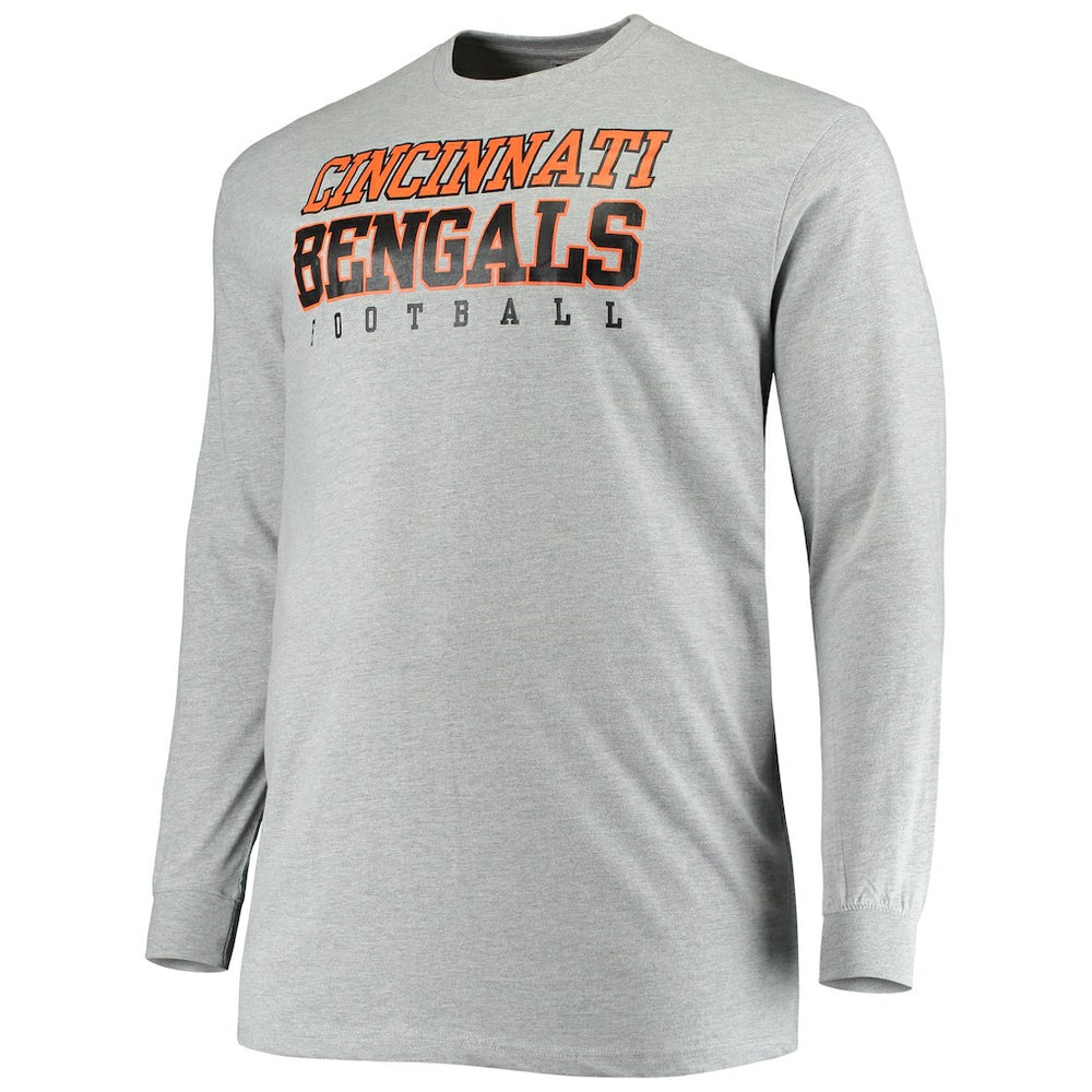 Cincinnati Bengals Big & Tall Practice Long Sleeve T-Shirt Heathered Gray | Fanatics