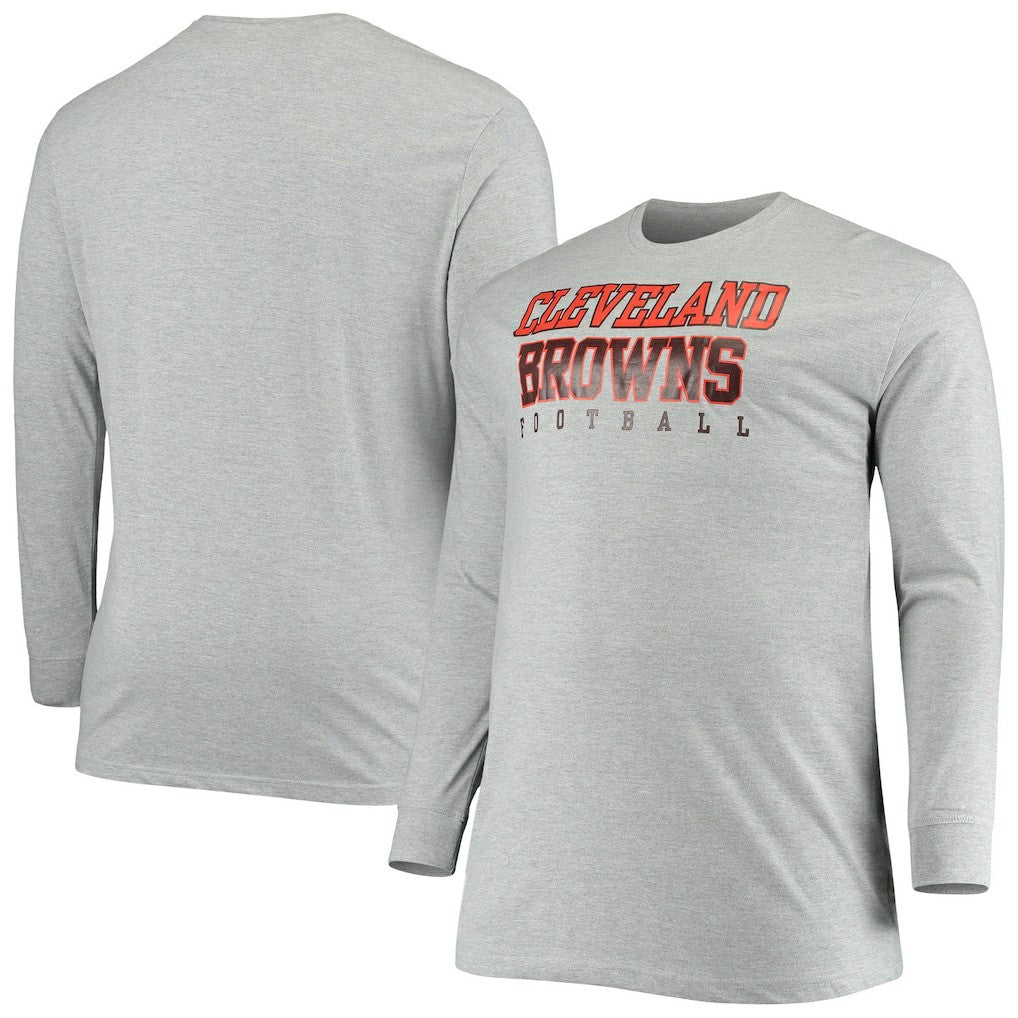 Cleveland Browns Big & Tall Practice Long Sleeve T-Shirt Heathered Gray | Fanatics