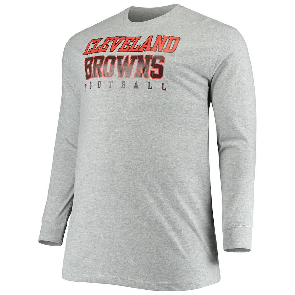 Cleveland Browns Big & Tall Practice Long Sleeve T-Shirt Heathered Gray | Fanatics