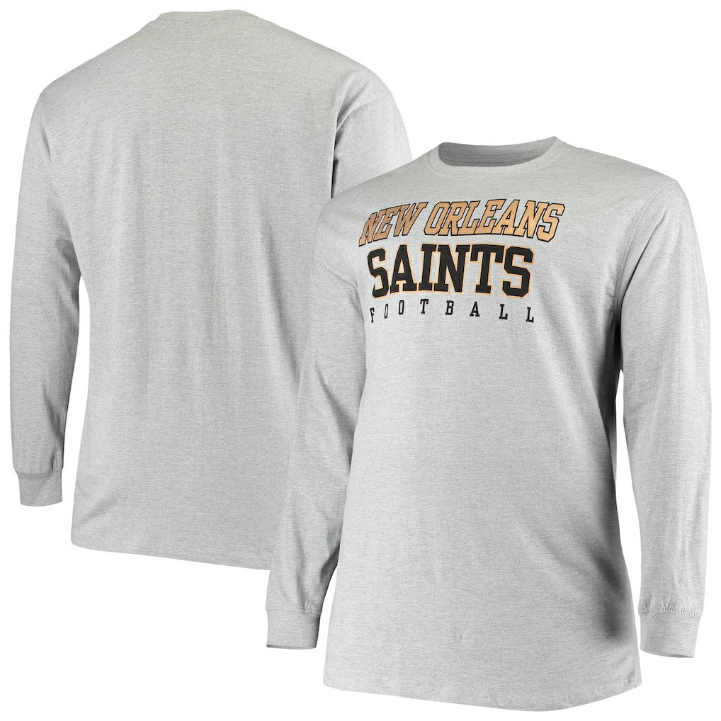 New Orleans Saints Big & Tall Practice Long Sleeve T-Shirt Heathered Gray | Fanatics