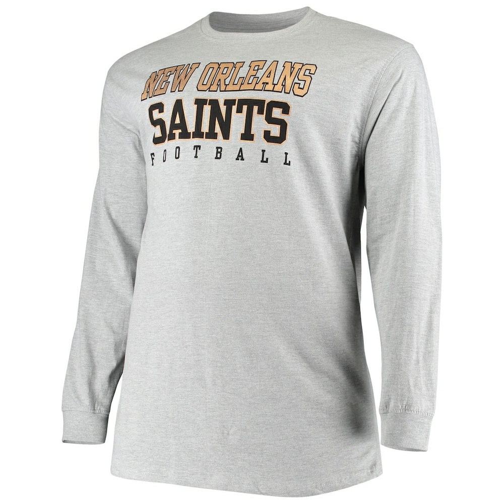 New Orleans Saints Big & Tall Practice Long Sleeve T-Shirt Heathered Gray | Fanatics