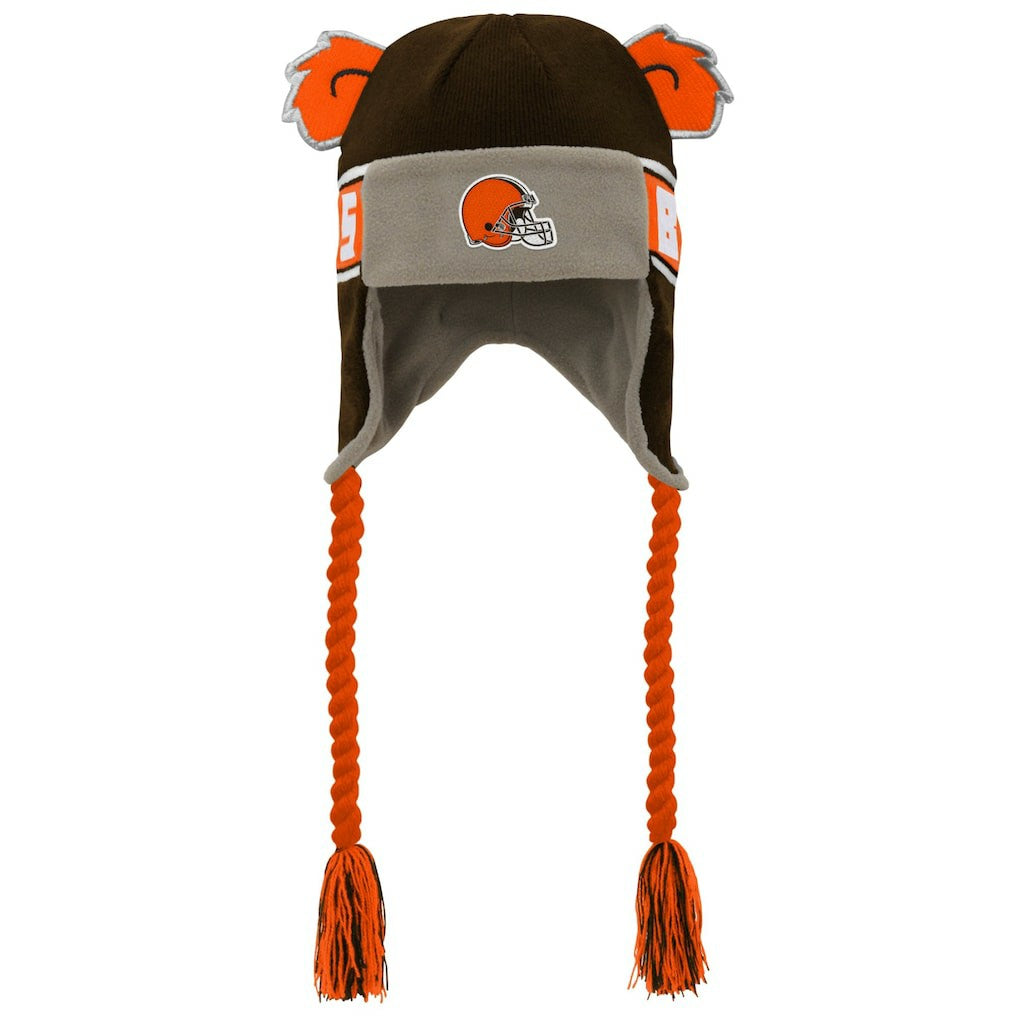 Cleveland Browns Preschool Wordmark Ears Trooper Knit Hat Brown | NFL